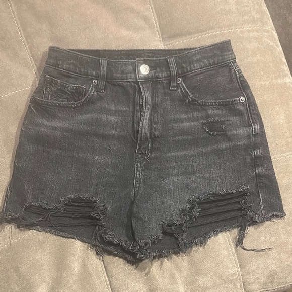 American Eagle Outfitters Pants - American Eagle Outfitters Black Jean Shorts High-Waisted Distressed